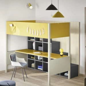 letto a castello con scrittoio Camelot di Nidi cameretta completa e funzionale 01 1000x 1000