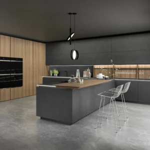 Cucina laccato effetto metallo con colonne a tutta altezza Snaidero Link 01 1000x 1000