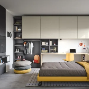 Stanzetta per ragazzi con letto sommier e armadio pensile 01 1000x 1000