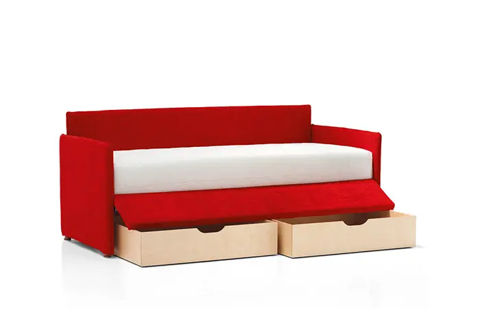 letto singolo con coppia cassetti estraibili Maya Twils 700x 450