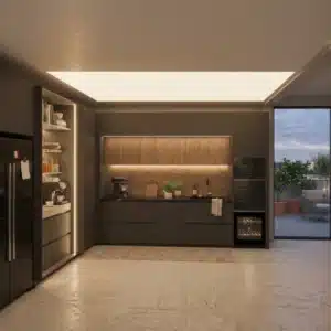 Progetto Cucina Attico Ernestomeda One 80 Grigio Scuro e Rovere Grezzo
